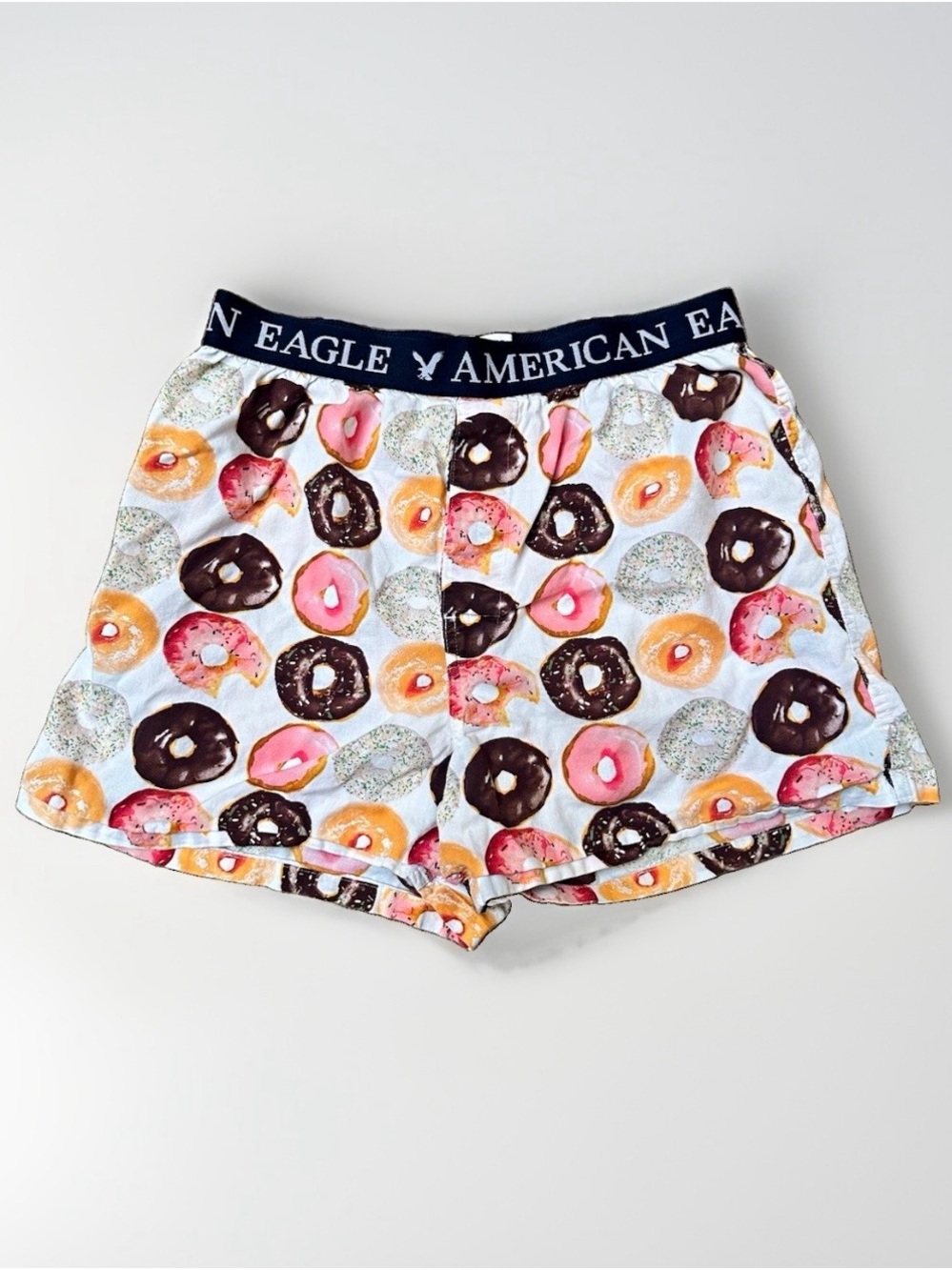 American Eagle 100% Cotton Sz M Boxer Pajama Shorts Donut Multicolor Stretch